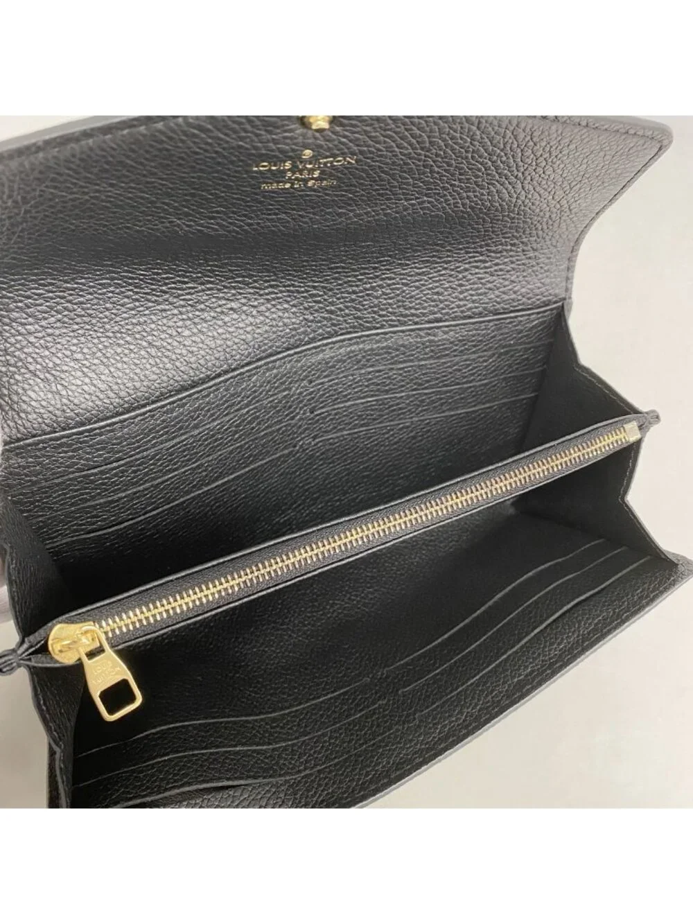 Louis Vuitton Wallet Monogram Empreinte Bicolor Portefeuille Sarah Black Beige